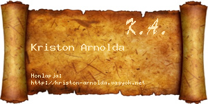Kriston Arnolda névjegykártya